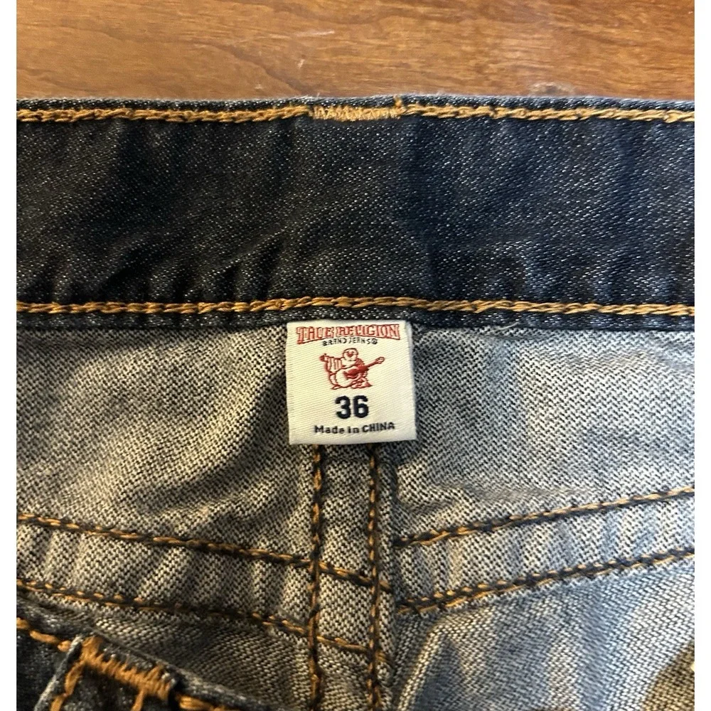 True Religion Skinny Jeans Mens 36x32 Red Orange Big T Thick Stitch 31173-00